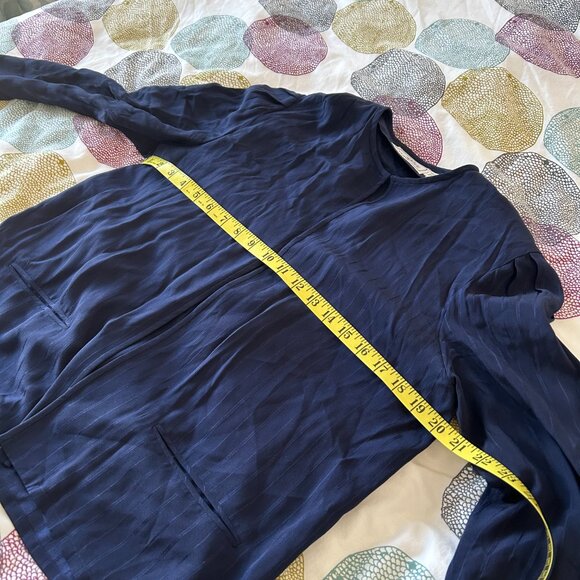 Soo Yung Lee 100% Silk Matching Matching Jacket and Skirt Set Navy Blue Size 14 - Picture 15 of 15